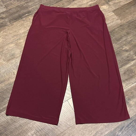 Susan Graver Every Day Textured Liquid Knit Wide-Leg Pants Red Size 3X ~EUC - Picture 4 of 15